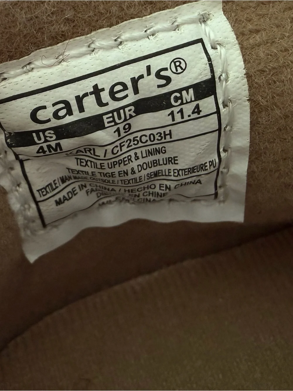 Size 4 Carter's Kids Suede Moccasin Boots in Brown